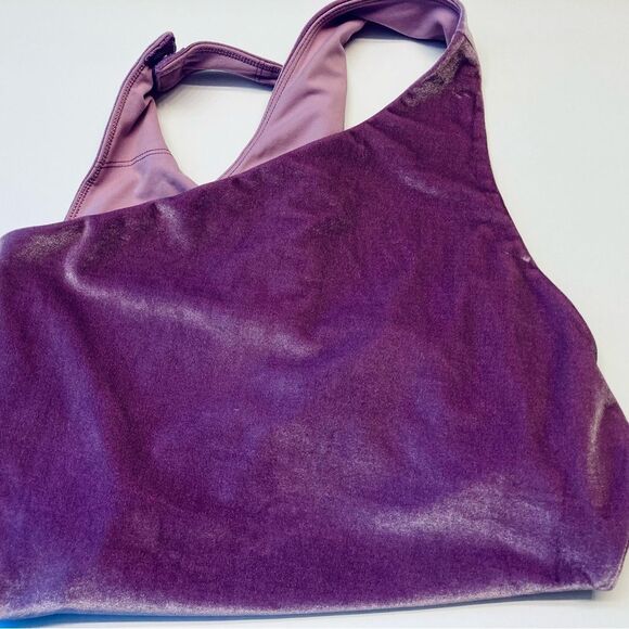 Fabletics Gigi Velour One Shoulder Bodysuit Bright‎ Lilac Size Large 10 NWT - Picture 3 of 9